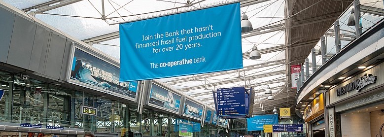 Withdraw campaign banner Piccadilly Station